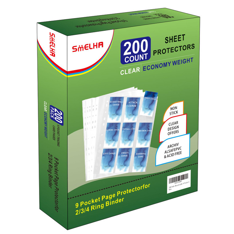 9 Pocket Page Protector, 200 Pack Trading Card Sleeves for Skylanders, MTG, Coupon, Game, Football Cards