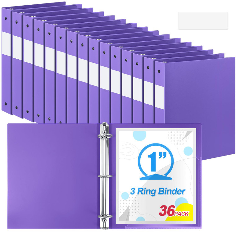 Skyygemm 36 Pcs 1 Inch 3 Ring Plastic Binder Flexible Binders Bulk Fits Letter Size 8.5'' x 11'' Paper Holds up to 240 Sheets with 1 Pockets Versatil