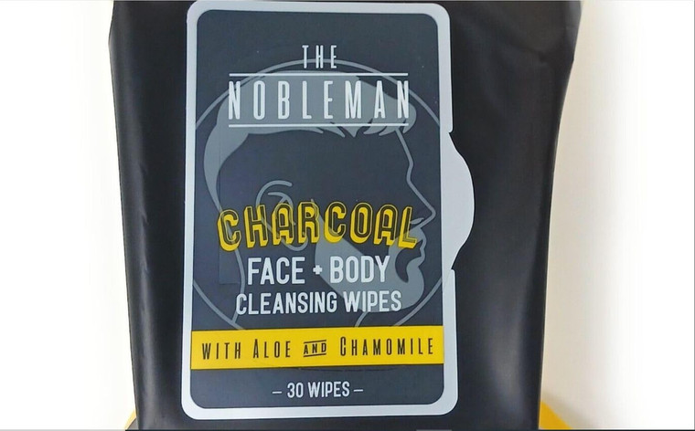 Nobleman The Face & Body Cleansing Wipes, Charcoal, 30 count