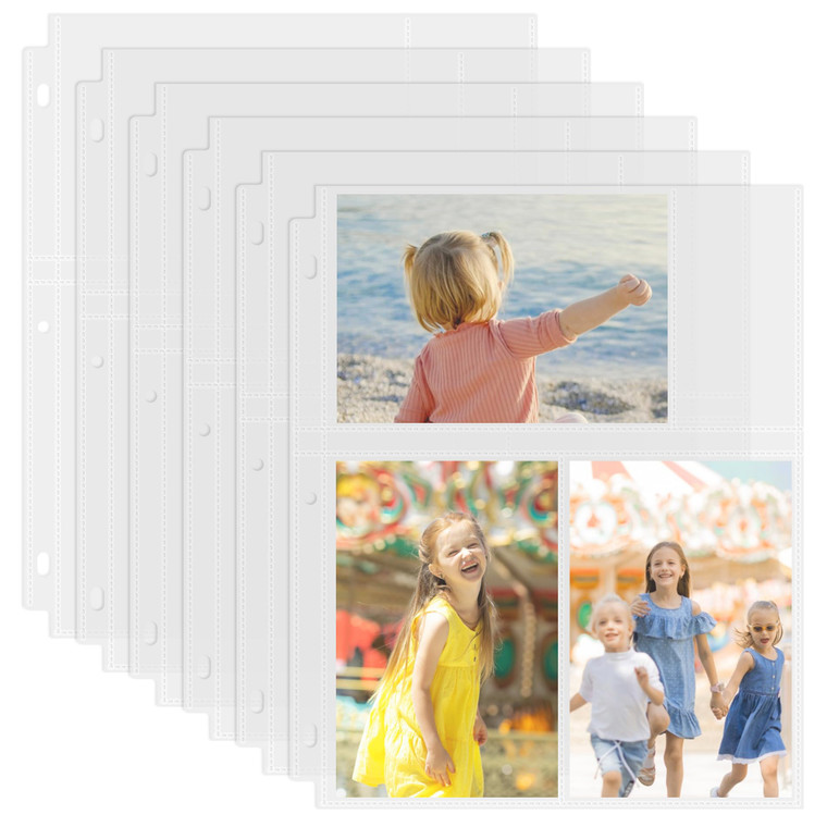 Aegero 50 Pack 4 x 6 Photo Sleeves for 3 Ring Binder(300 Pictures), Heavy-Duty Archival Photo Page Protectors, Clear Picture Album Refill Pages Holds