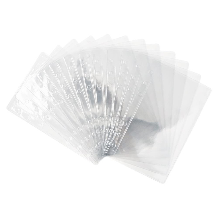 12pcs A6 Binder Pockets Clear Cash Envelopes Waterproof PVC Pouch Page Protectors for 6-Ring Notebook Binder Pictures Files Organizer