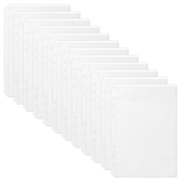 Imslery 12 Pieces A5 Clear Binder Insert Pocket - 6 Hole No Zipper Envelope for Planner, Budgeting, Saving, Financial Record, Document Organization,
