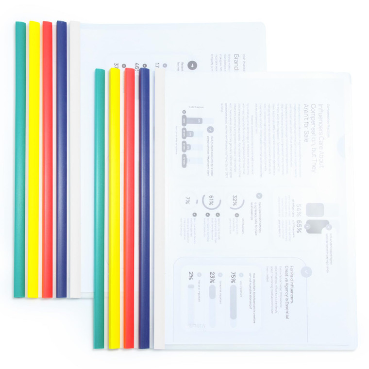 M&G 10 Pack Report Covers with Sliding Bar, 5mm Clear Report Covers for A4 and Letter Size Paper, 35 Sheet Capacity, Presentation File Folder Documen