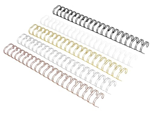 RAYSON Double Loop Wire Binding Spines, 1 Inch, 21 Holes, 2:1 Pitch, Binding Capacity 45-240 Sheets, Letter Size, Pack of 50 with Black, White, Rose