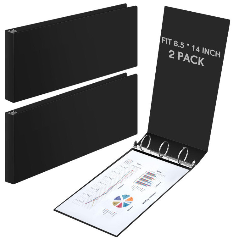 Humyoun 2 Pcs 8.5'' x 14'' Landscape 3 Ring Legal Size Binders 2 Inch Round Ring Binders Heavy Duty Economy Holds 8.5 '' x 14'' Paper for Artwork Blu