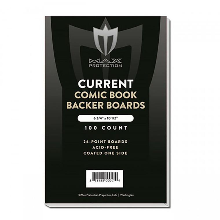 Max Protection Current Size Comic Book Boards - Precision Cut, 24 Point Solid Bleached Sulfate, Coated and Buffered - Perfect for Comic Book Storage