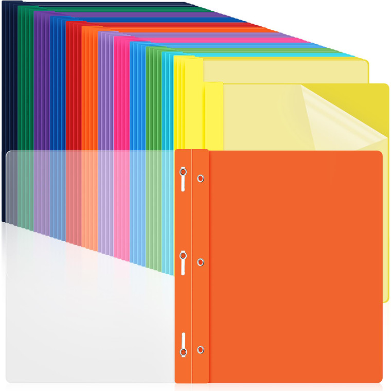 Feifeiya 48 Pack Plastic Report Covers with 3 Prongs Presentation Folders Bulk, 100 Sheet Capacity, Clear Front Report Covers for Presentation Docume