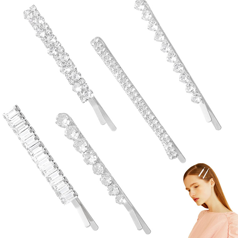 5 Pcs Crystal Hair Pins Rhinestone Bobby Pin Metal Shiny Hair Clip Sparkly Hair Decorations Barrettes Hair Accessories for Women