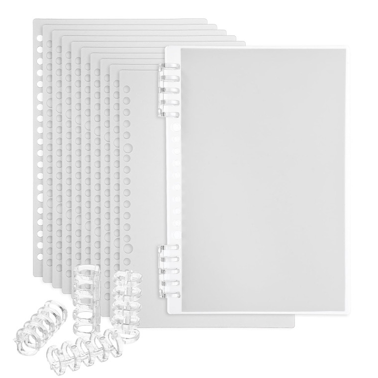 PATIKIL 12 Pack Binding Covers, A5(8.4x5.7 Inch) 22 Mil Plastic Notebook Covers Sheets with Binding Comb for Book Report Presentation, Clear White