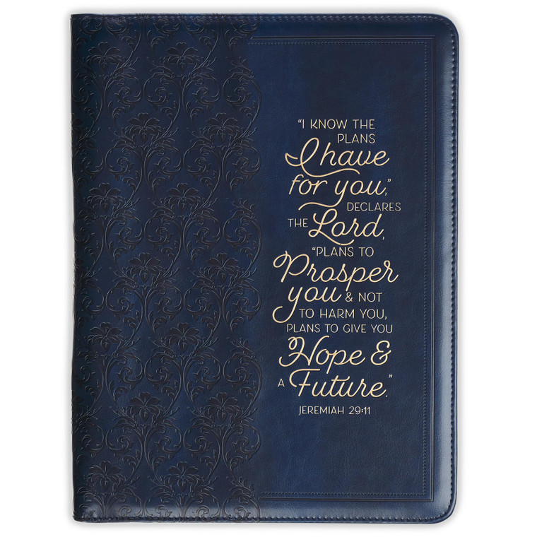 Christian Art Gifts Premium Vegan Leather Inspirational Scripture Zippered Portfolio for Women & Grads: I Know the Plans Bible Verse, Notepad/Pen/Hig