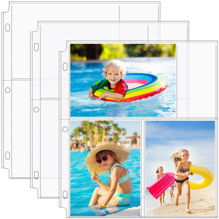 MaxGear 30 Pack 4x6 Photo Sleeves for 3 Ring Binder (180 Pictures), Heavy-Duty Archival Page Protectors, 3-Pocket Clear Photo Album Refill Pages, Pla