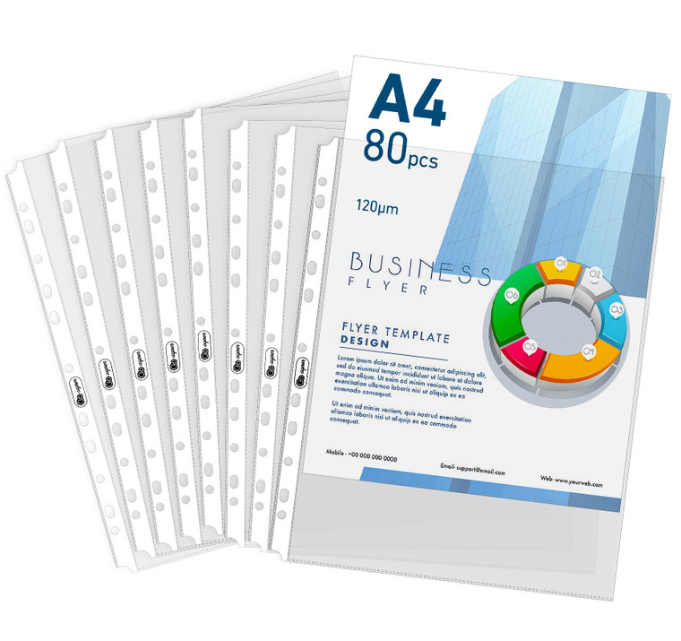 Agoer 80 Clear Sheet Protectors for Binders,Heavyweight A4 Punched Pocket with Sticky Tabs,120 Micron Acid Free Binder Sleeves Reinforced 11-Hole,Top