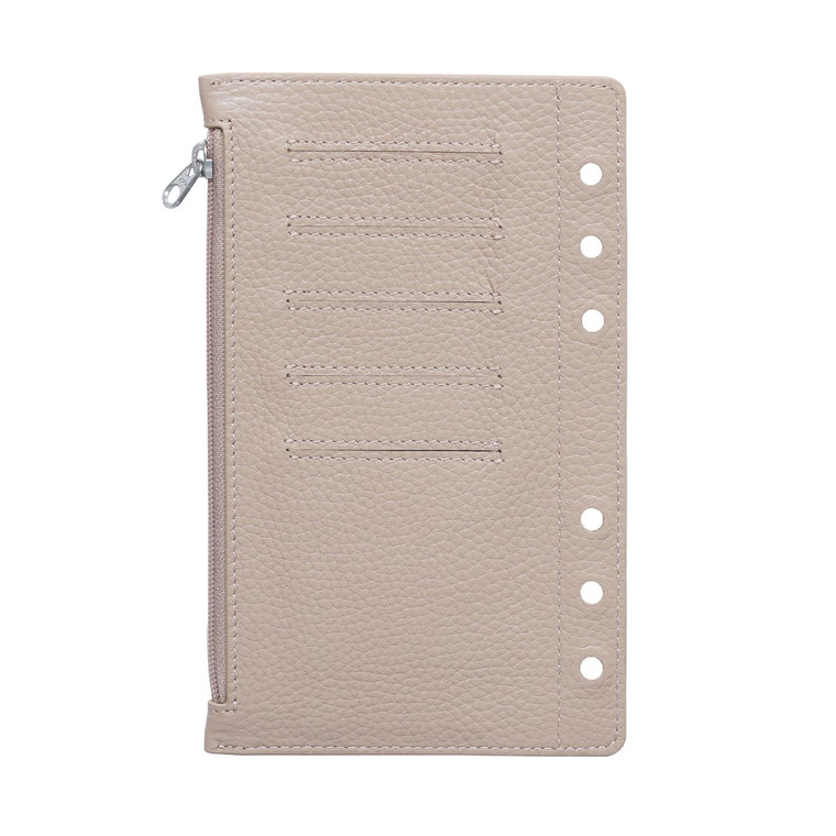 Moterm Zipper Flyleaf for Personal Organiser - with Card Slots (Pebble-Taupe)
