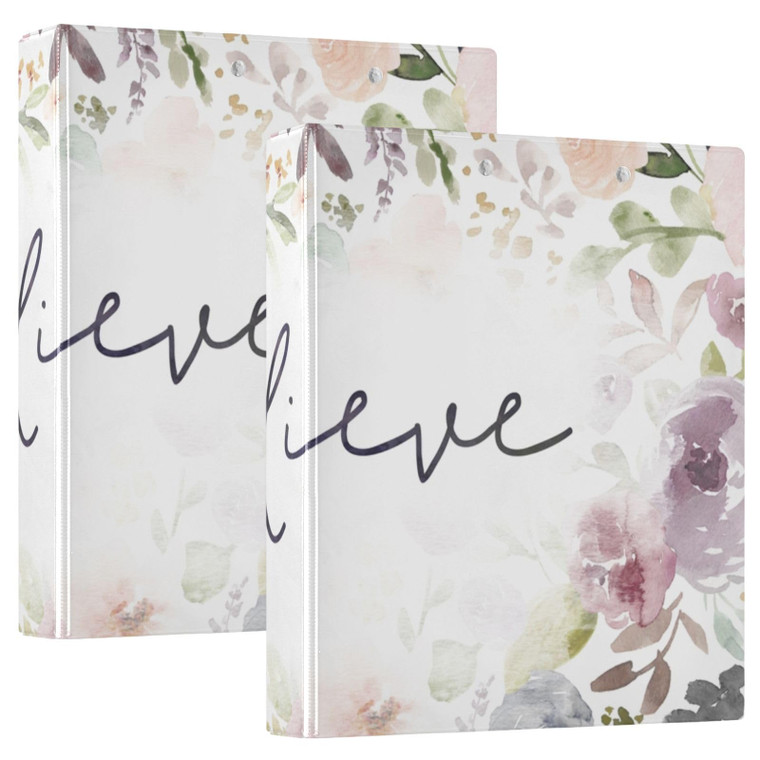 ALAZA Have Faith Believe Christian Rose Flowers 3 Ring Binder 1.5 Inch Three Ring Office Binders w/clipboard & 3 Pockets, Hold 200 Sheets, 1pc