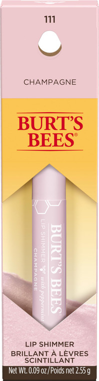Burt's Bees Lip Balm Stocking Stuffers, Moisturizing Lip Shimmer Holiday Gift for Women, with Vitamin E & Coconut Oil, 100% Natural, Champagne, 0.09