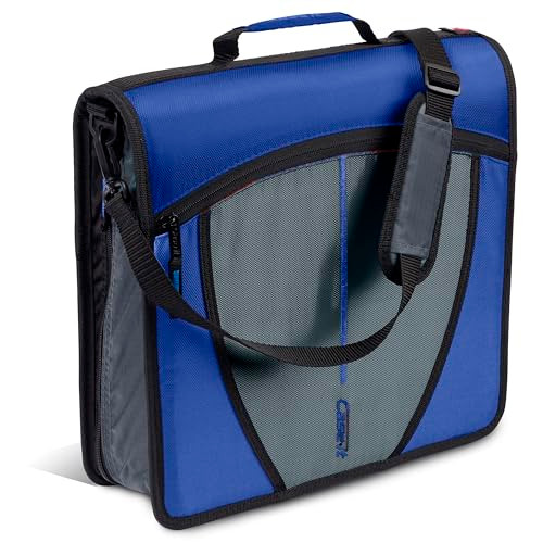 Case-it Mighty Zip Tab School Zipper Binder | 3-Inch O-Rings, 600-Sheet Capacity, 5-Subject Expanding File Folder, Multiple Pockets & Storage Organiz