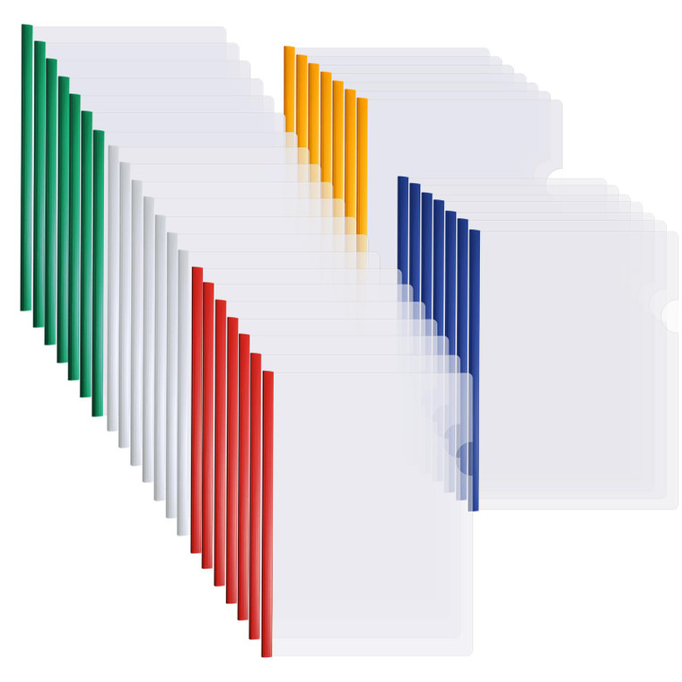 150 Pcs Bulk A4 Clear Report Cover with Sliding Bar 5 Colors Folder Binder Sliding Bar Files Classification Transparent Resume Clipbar Presentation F