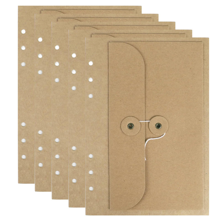 Koqye Kraft Paper Divider Pockets for A5 Binders, 6-Ring Front Pocket Organizer, 5.6" x 8.3" for Journal, Planner, School & Office Supplies (A)