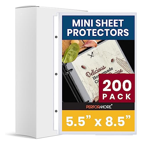 Office Werks Heavyweight Clear Mini Sheet Protectors Holds 5.5 x 8.5 Inches Sheets, Fits a 3-Ring Binder, Crystal Clear, Acid-Free, Archival Safe wit