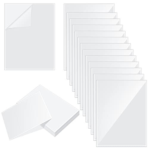 Gueevin 100 Pcs 8.5 x 11 Inch Self Adhesive Display Pockets Peel and Stick Clear Paper Sleeves Wall and Door Communication Clear Adhesive Sheet Prote