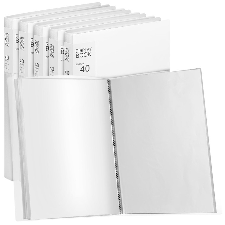 Marspark 6 Pcs Binder with Plastic Sleeves Large 8.5" x 11" Display Presentation Book 40 Pocket 80 Pages Art Portfolio Folder Clear Sheet Protector f