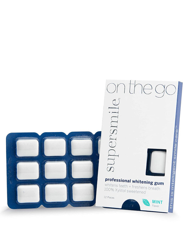 Supersmile Professional Teeth Whitening Gum  100% Xylitol Sweetened Formula Removes Stains from Coffee  Sugar Free, Vegan, Kosher, 12 Count