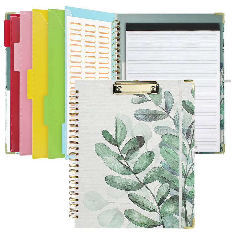 Hiwhy Clipboard with Storage and Refillable Notepad for Letter Size 8.5"x 11", Cute Clip Board with 5 Extra Folders with Tabs and Storage, Nursing Sc