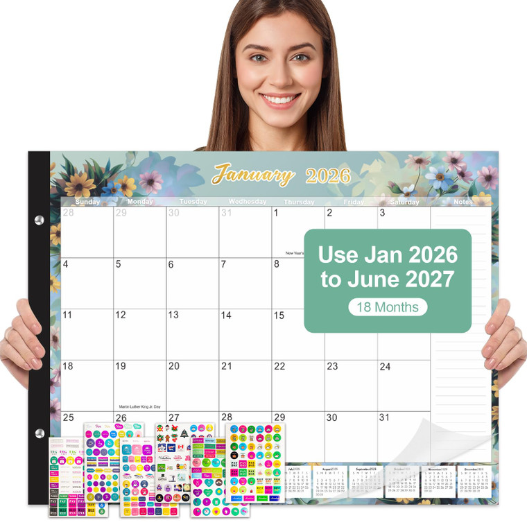 Gannyfer Desk Calendar 2026 - 18 Month Large Desk Calendar 2026-2027, Use January 2026 to June 2027, 22" x 17" Desktop Pad Calendar, Office Supplies