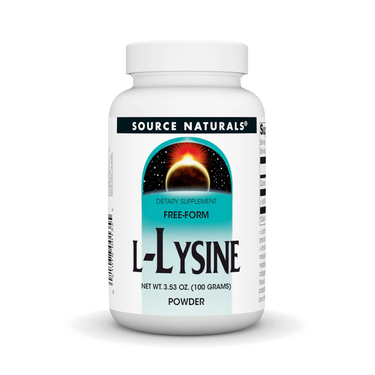 Source Naturals L-Lysine Free Form Powder -Amino Acid Supplement Supports Energy Formation & Collagen* - 100 Grams