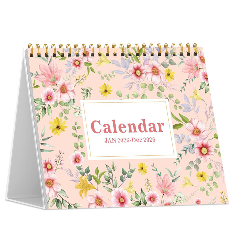 Desk Calendar 2026, Desktop Calendar 2026 Standing Flip Cover 12 Month(January - December), Small Desk Planner with Stickers & Notes for Office Acces