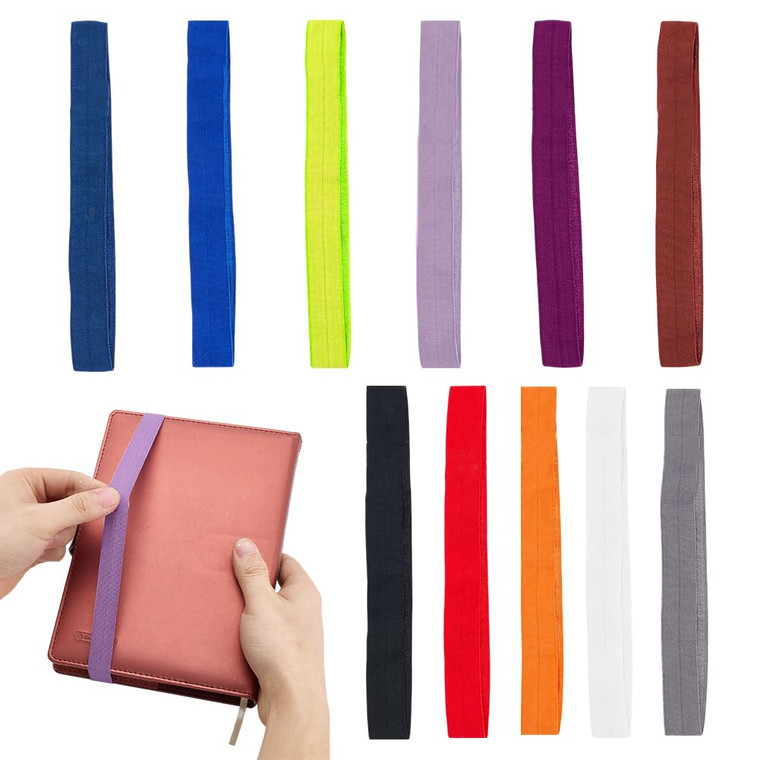 PH PandaHall 11 Colors Elastic Planner Bands Elastics Bookmarks Book Strap Notebook Elastic Band Stretchy Closure Bands for School Office Travel Jour