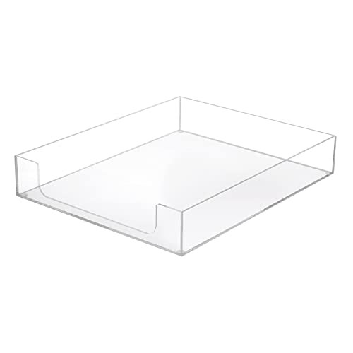 BTSKY 1 Pack Multipurpose A4 File Tray Clear Acrylic Desk Tray Organizer Elegant Letter Size Desk Documents Trays Magazine Files Storage Basket Organ