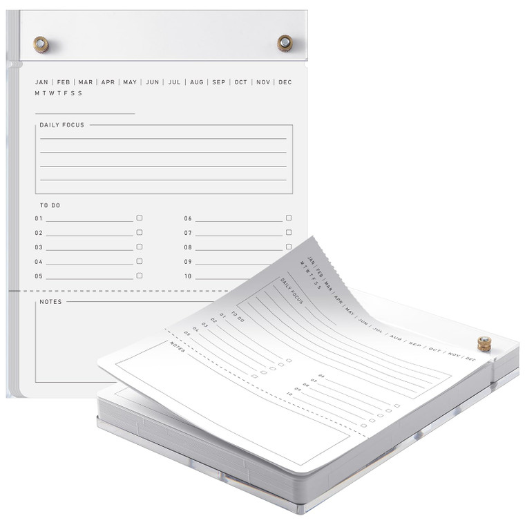 Affrolling Acrylic To Do List Acrylic Drafters Tablet Planner with 100 Sheets Daily Binder Pad - 6.3 W x 8.46 H for Office Home Desk Accessory