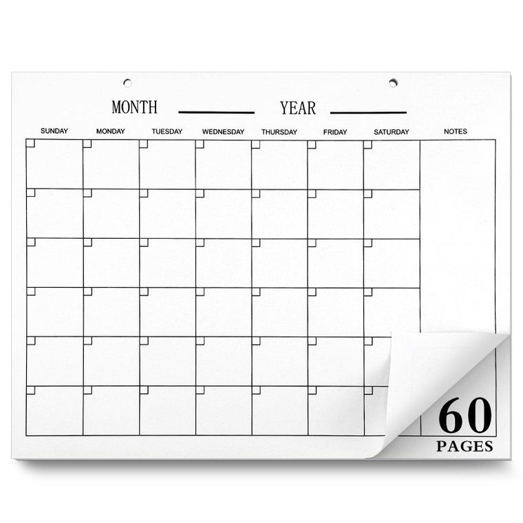 Gueevin 2026 Undated Monthly Calendar Notepad 60 Blank Calendar Sheets Pages Large 8.5 x 11 Desk Blank Monthly Planner for Organizing Scheduling Task