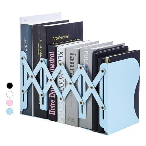 M&G Adjustable Bookends Book Ends for Shelves, Metal Bookend for Heavy Books, Desk Magazine File Organizer Holder Extends up to 20in, Book Stopper fo