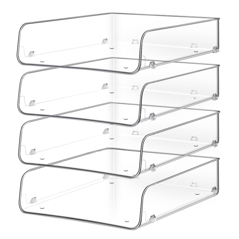 Lunmore Stackable Paper Trays, 4 Tier Desk File Organizer, Document Letter Tray for Office Supplies, Magazine
