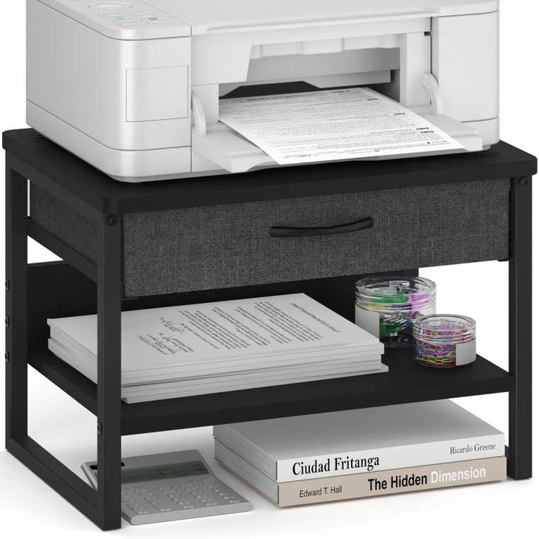 MARTY Printer Stand with Storage Drawer for Desk, 2-Tier Desktop Printer Stand Shelf Organzier for Home Office Printer Riser Under Desk Small Printer