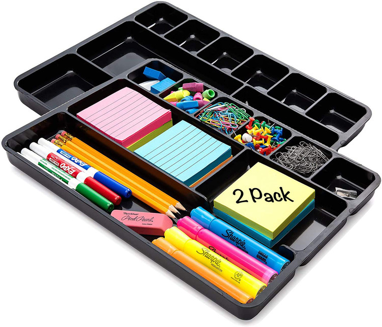 Desk Drawer Organizer Tray with 9 Storage Compartments - For Home and Office - Drawer Organizers Office, Perfect Organizing Pens, Pencils, Paper Clip