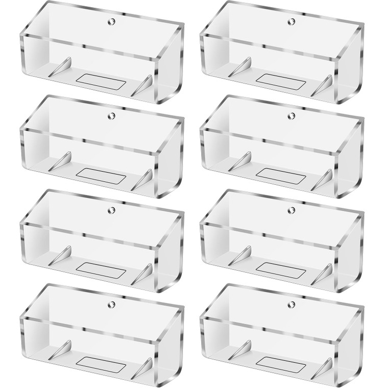 Eersida 8 Pcs Business Card Holder Wall Mount Clear Acrylic Display Stand for Office Desk Fits Standard Size Business Cards - Plastic Support Parts N