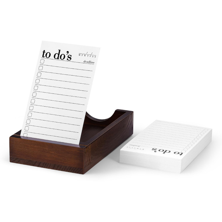 Daily To Do List Planner - 50 ToDo Checklist Cards 3x5'' with Wooden Stand - Undated Daily Planner Notepad Perfect for Daily Tasks and Goal Setting,