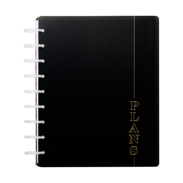 Happy Planner Undated Plans + Notes Monthly Planner Notebook Journal, 12-Month Planner, Modern Texture, Classic Size, 60 Pages, 4 Dividers, 4 Sticker