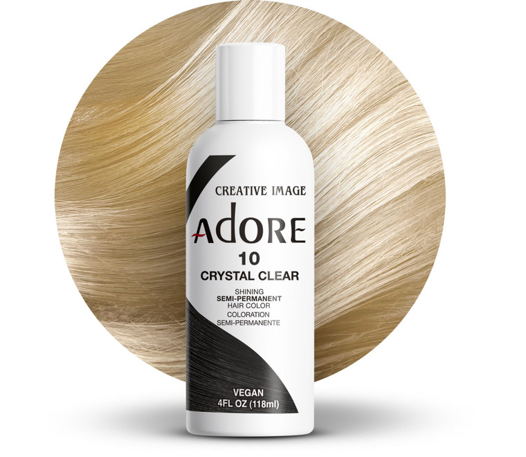 Adore Semi Permanent Hair Color (010 Crystal Clear) | Vegan & Cruelty-Free Hair Dye | No Ammonia, No Peroxide, No Alcohol | 4 Fl Oz