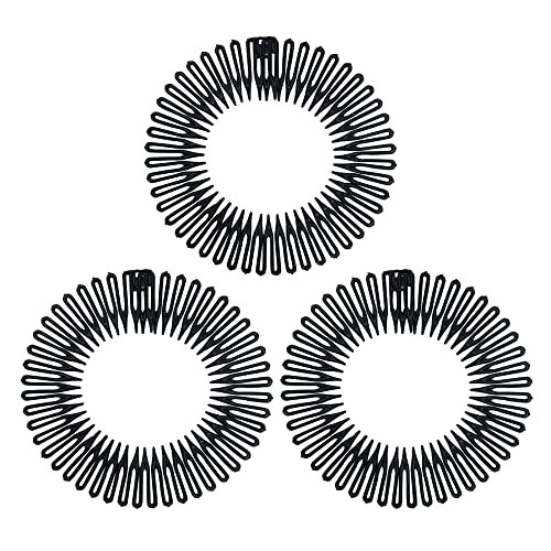 Soft 'N Style Flexible Headbands Stretch Headband Headbands Women (3pc-Black)