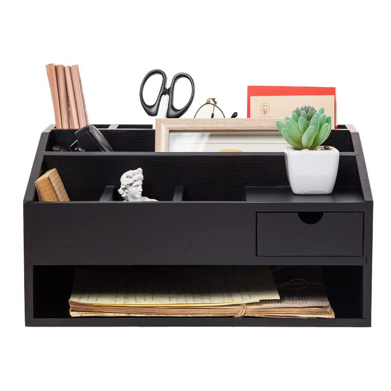 Wood Desk Drawer Organizers with File Organizer Pen holder Office Decor combo for Desk Organization Home can arrange office supplies such as calculat