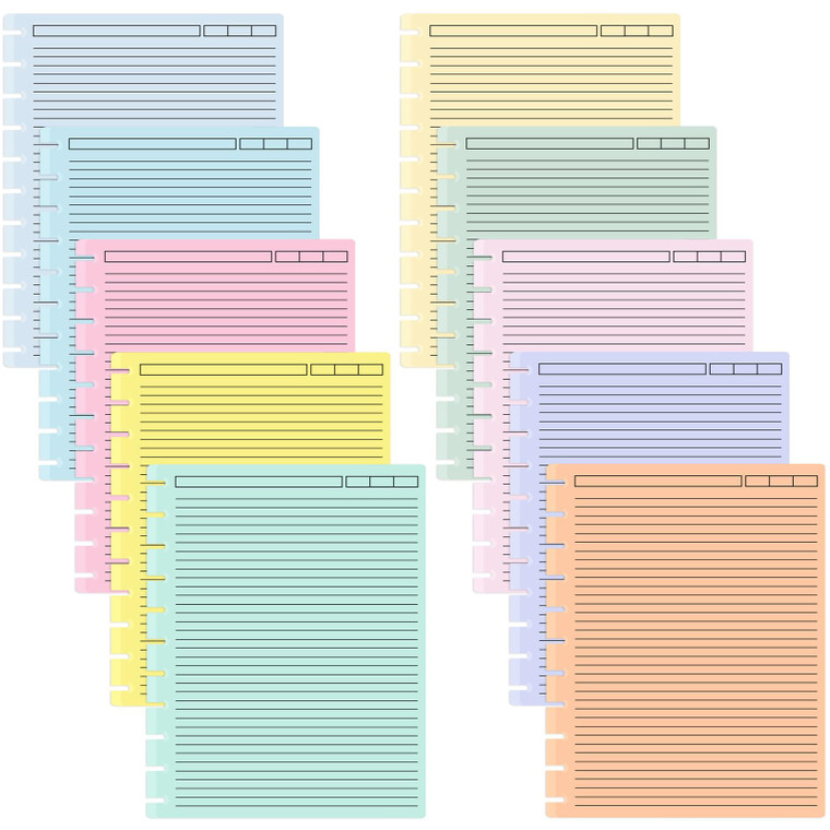 gisgfim 100 Sheets Letter Size Discbound Lined Refill Paper 8.5 x 11 Inch College Ruled Notebooks Planner Inserts 11 Disc Discbound Loose Leaf Paper