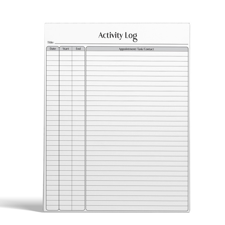 Better Office Products Activity Log Notepad, 8.5" x 11", Planning Note Pad, 50 Sheets, Daily Time Tracking Productivity Checklist Organizer, (1 Pack)