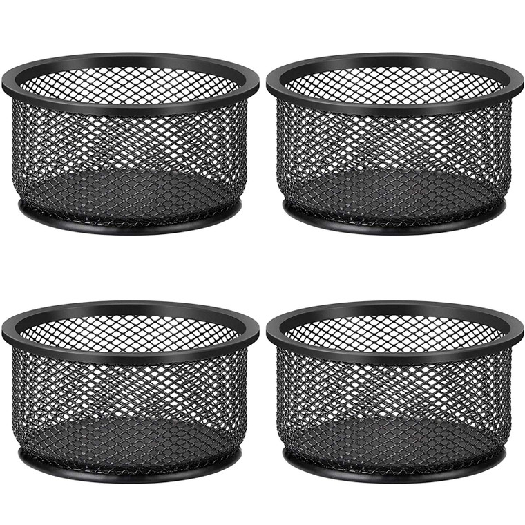 MaxGear Paper Clip Holder, Stackable PaperClip Organizer for Desk, 4 Pack Metal Mesh Paper Clip Holders with Non-Slip EVA Pad, Desk dispensers for Of