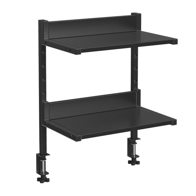 HOOBRO Clamp On Desk Shelf, 2-Tier Desktop Organizer, Space-Saving Desk Shelf with Adjustable Shelves, for Office, Study, Entertainment Accessories,