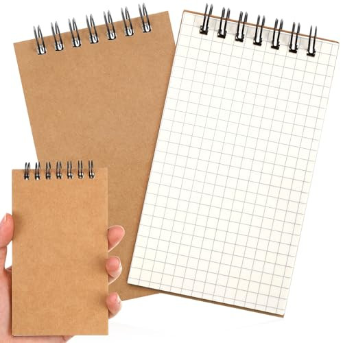 Jutom 2 Pcs Mini Pocket Notebooks Bulk 3x5 Graph Paper Top Spiral Notebook 120 Pages 80 Gsm Mini Grid Notepads Small Memo Pads for Home Classroom Off