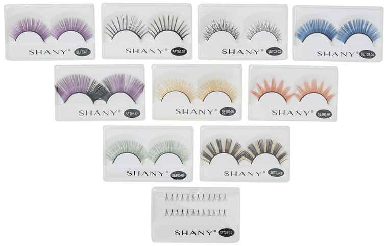 SHANY Eyelash extend - set of 10 assorted reusable eyelashes - Color Frenzy MULTI-COLORED